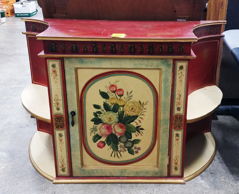 TV stand - South End Store: Vintage Red and yellow floral TV stand!