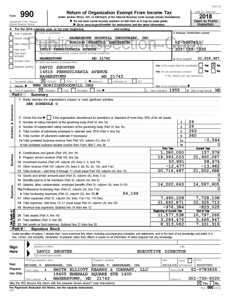 2018 PublicInspectionTaxDocuments HGI Page 01 791x1024 - Form 990