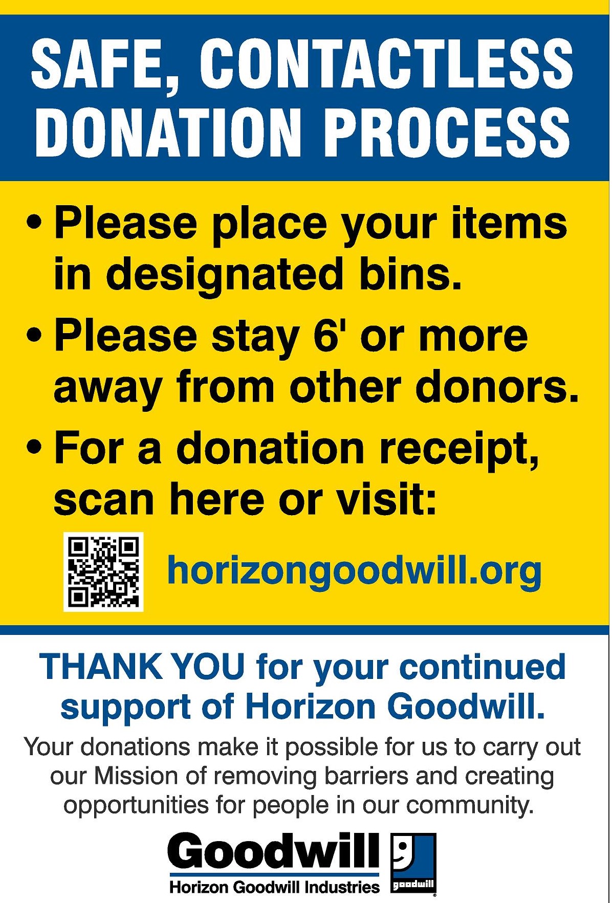 CONTACTLESS DONATION PROCESS Horizon Goodwill Industries