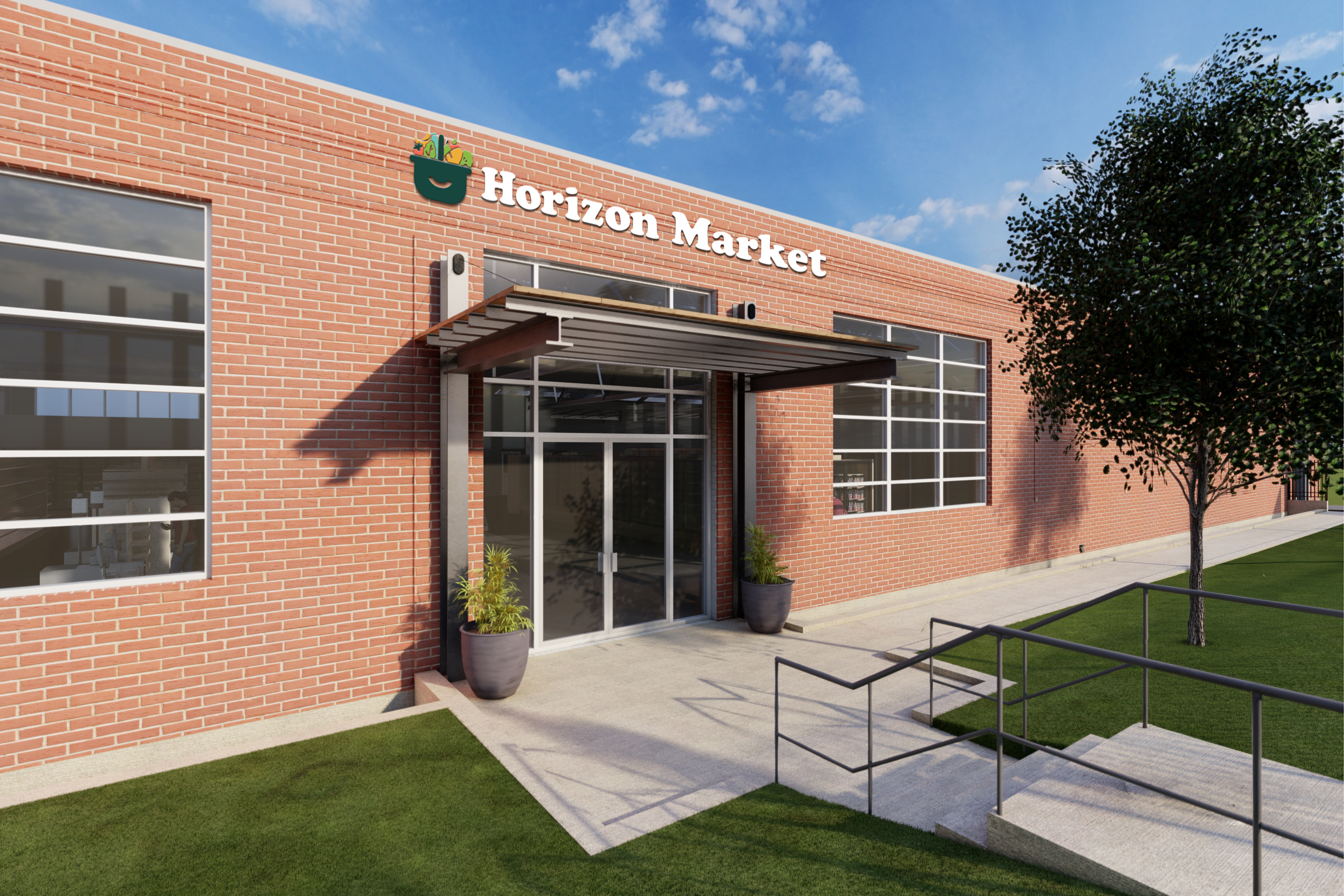 Rendering of the Front of Horizon Market